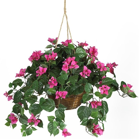 Nearly Natural Bougainvillea Silk Hanging Basket- Beauty 6608